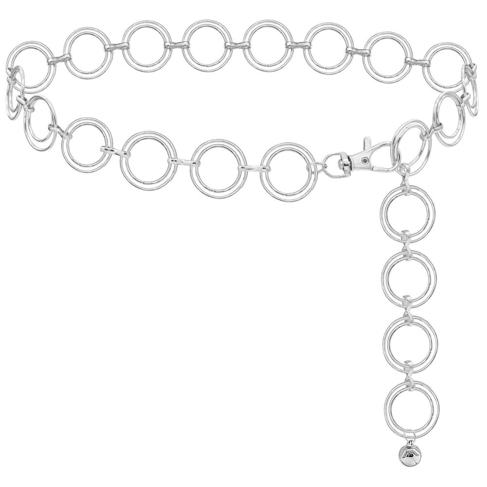 1596 Metal Waist Chain For Women Chunky Belly Link Belt Dresses (silver